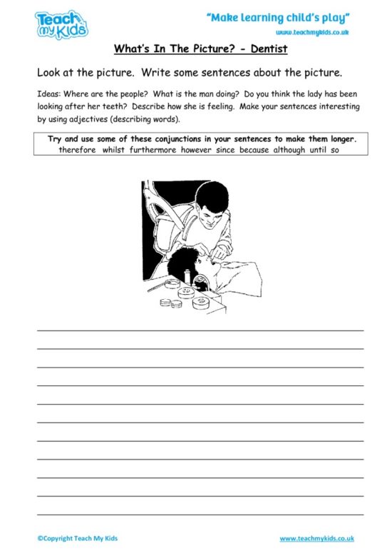 Worksheets for kids - what’s in the picture – dentist